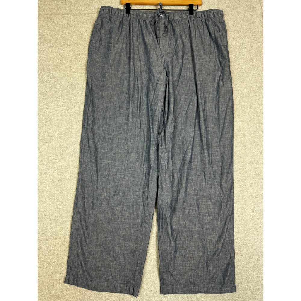Lands End Chambray Pants Men 2XL/T 31" Inseam Blue Cotton Chambray Lounge Loose